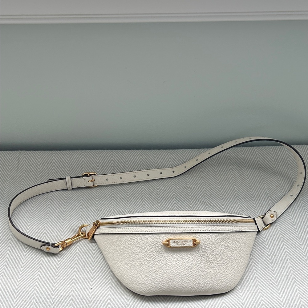 Kate Spade White Crossbody Bag with Gold Details